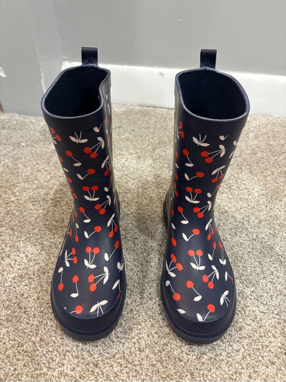 Janie and Jack Cherry Print Little Girl Rain Boots Size 12